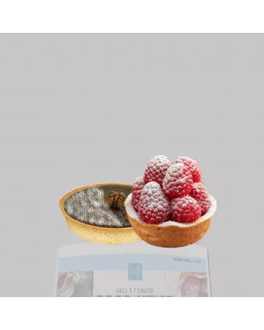 Tartelette noix et tartelette framboises avec le décor neige La Fabrique à Desserts