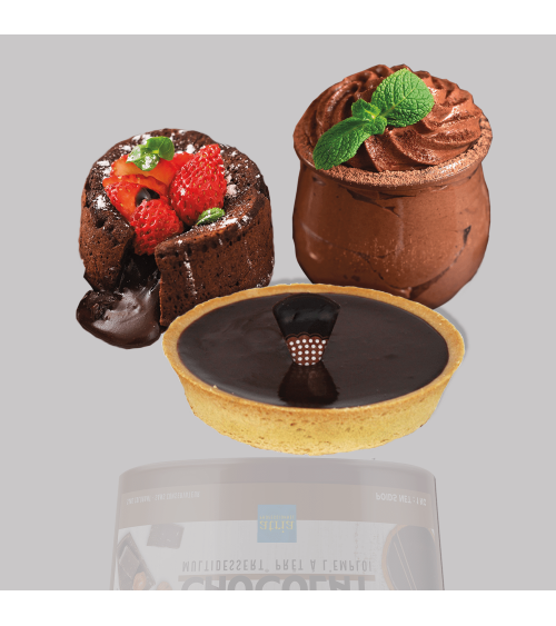 Pot de  Multidessert® Chocolat, garniture fraiche prête à l'emploi.
Pour des desserts qualité ''Maison''.