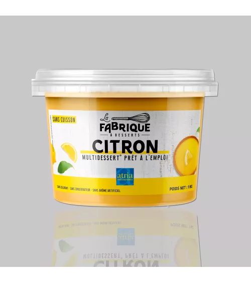 Pot de  Multidessert® Citron, garniture fraiche prête à l'emploi.
Pour des desserts qualité ''Maison''