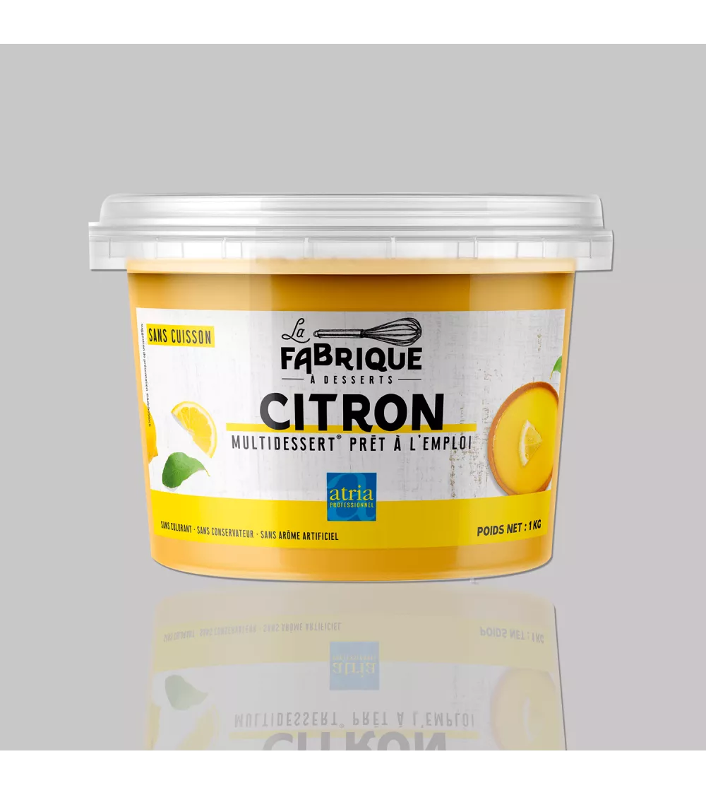 Pot de  Multidessert® Citron, garniture fraiche prête à l'emploi.
Pour des desserts qualité ''Maison''