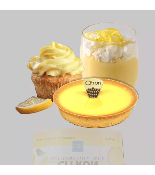 Pot de  Multidessert® Citron, garniture fraiche prête à l'emploi.
Pour des desserts qualité ''Maison''