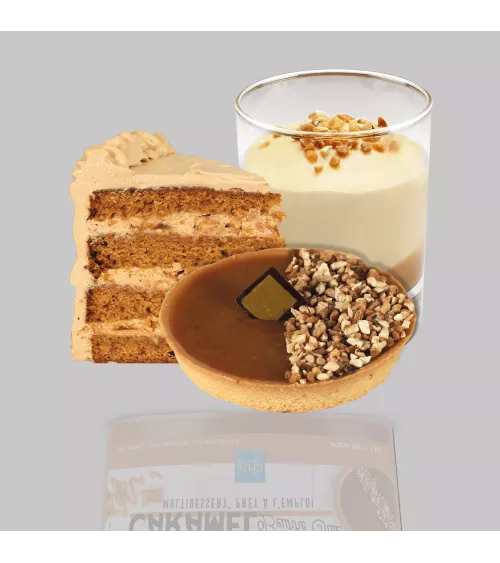 Pot de  Multidessert® Caramel Beurre Salé, garniture fraiche prête à l'emploi.
Pour des desserts qualité ''Maison''.