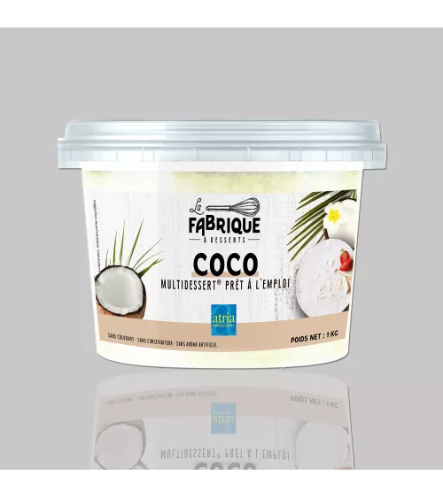 Pot de  Multidessert® Noix de Coco, garniture fraiche prête à l'emploi.
Pour des desserts qualité ''Maison''.